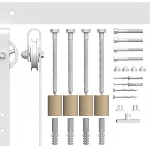 White 70mm Barn Door Hardware Kit with Spoke Wheels