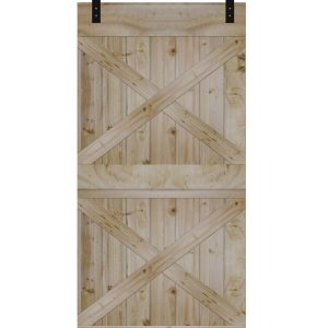 Double X Plank Barn Door with Hardware Kit Including 2000mm Rail System