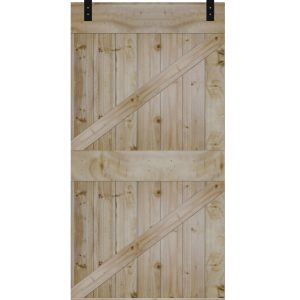 Double Z-Brace Plank Barn Door with Hardware Kit Including 2000mm Rail System