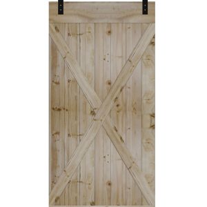 X-Brace Plank Barn Door with Hardware Kit Including 2000mm Rail System