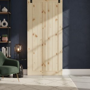 Vertical Slat Barn Door with Hardware Kit (2100mm x 920mm x 36mm)
